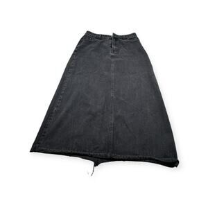 Shein Women’s Black Denim Skirt Midi High‎ Waisted Large Long Rugged Cotton 380